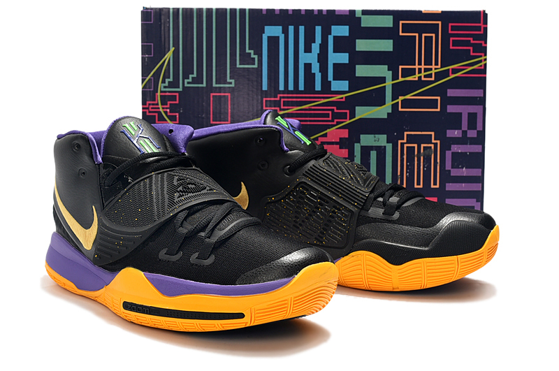 2019 Men Nike Kyrie Irving 6 Black Yellow Purple Shoes